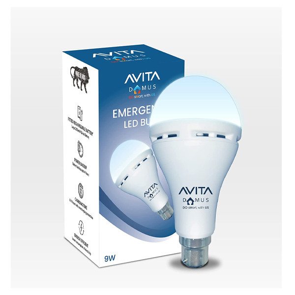 AVITA DOMUS 9W Emergency LED Bulb, Up to 4 hrs Power Back up, Over-charging Protection, Best for Power cuts