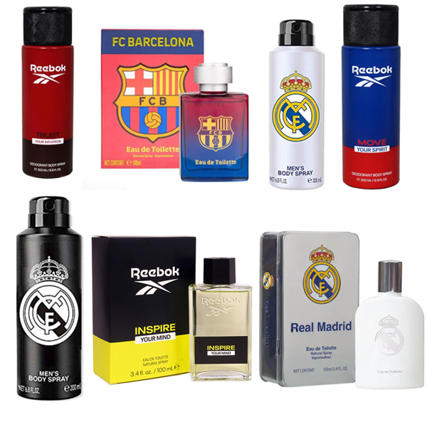 Perfume & Body Spray Product Lot (Reebok, Real Madrid, Barcelona)